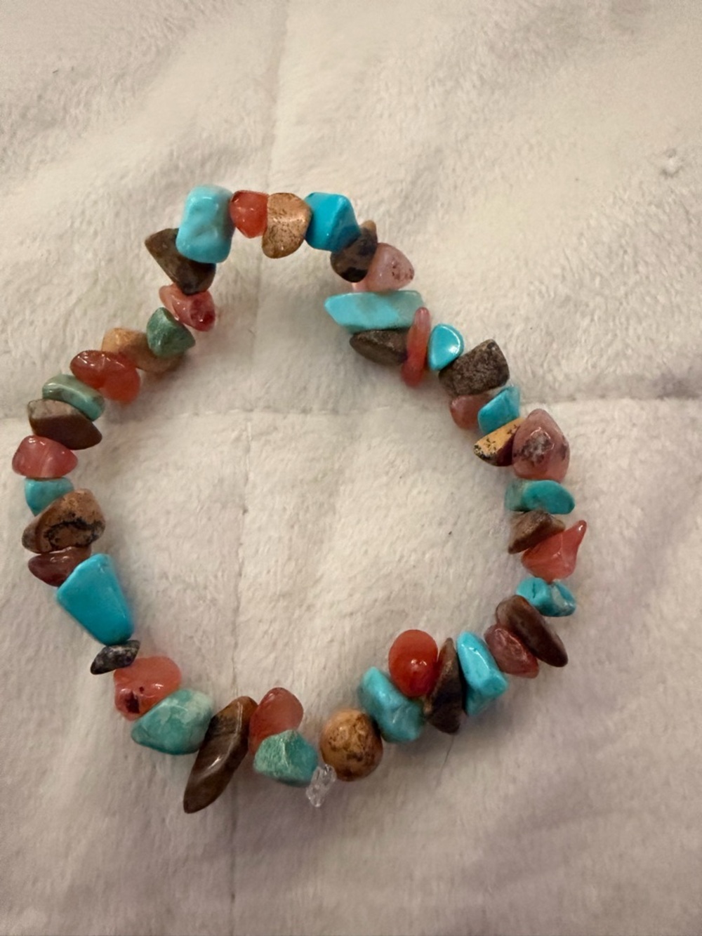 Turquoise and Multi-Stone Chip Stretch Bracelet - Unbranded